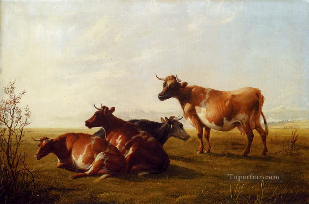 Cows In A Meadow farm animals cattle Thomas Sidney Cooper Oil Paintings